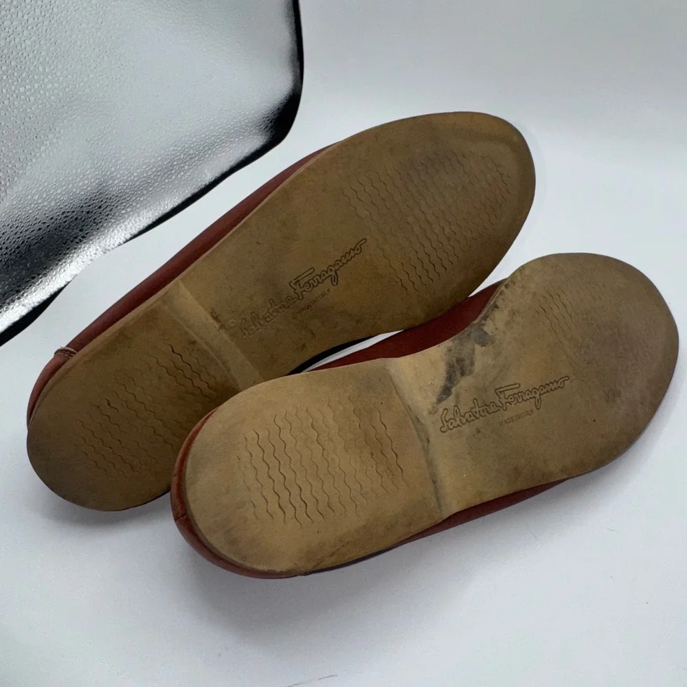 Salvatore Ferragamo Mens 7D Tan Leather Gancini Bit moccasin Loafers Dress Shoes